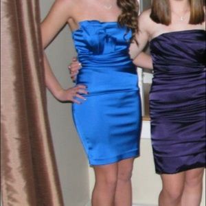 Blue strapless dress